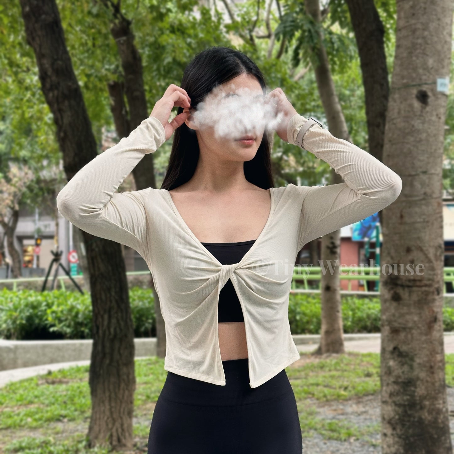 前扭結螺紋好比例罩衫(3色)